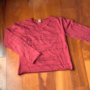 PRANA MAROON PRINTED LONG SLEEVE TOP, SIZE MEDIUM